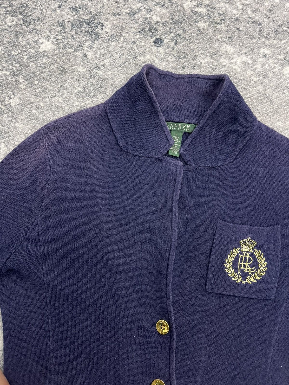 Polo Ralph Lauren Ralph Lauren Navy Knit Crest Blazer - Gold Bullion Patch Size S / US 4 / IT 40 - 15 Thumbnail