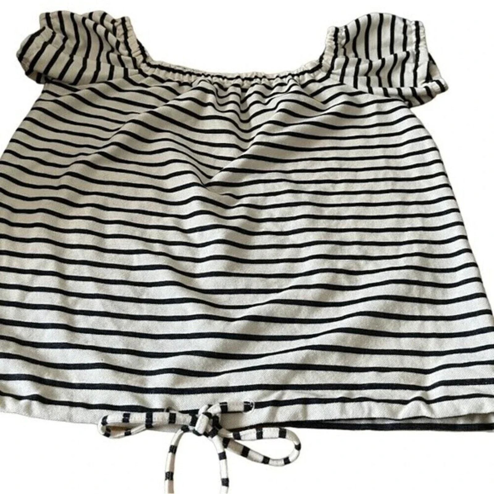 Anthropologie Madewell striped off the shoulder crop top, size XS Size XS / US 0-2 / IT 36-38 - 3 Thumbnail