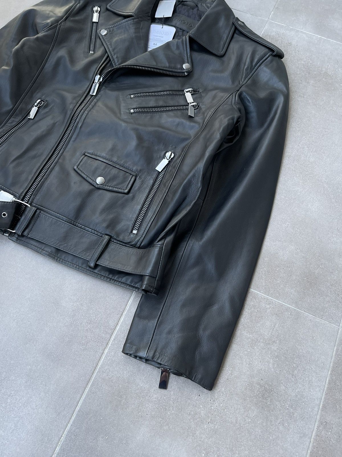 Leather !DS! AW22 Studio ID Biker Black Leather Jacket Size US M / EU 48-50 / 2 - 10 Thumbnail