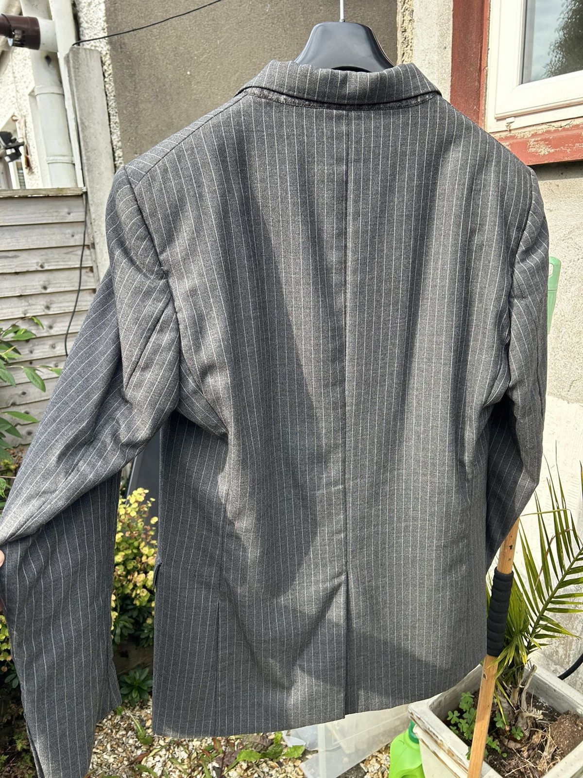 Maison Margiela Margiela Grey Pinstripped Wool Jacket Size 52L - 2 Thumbnail