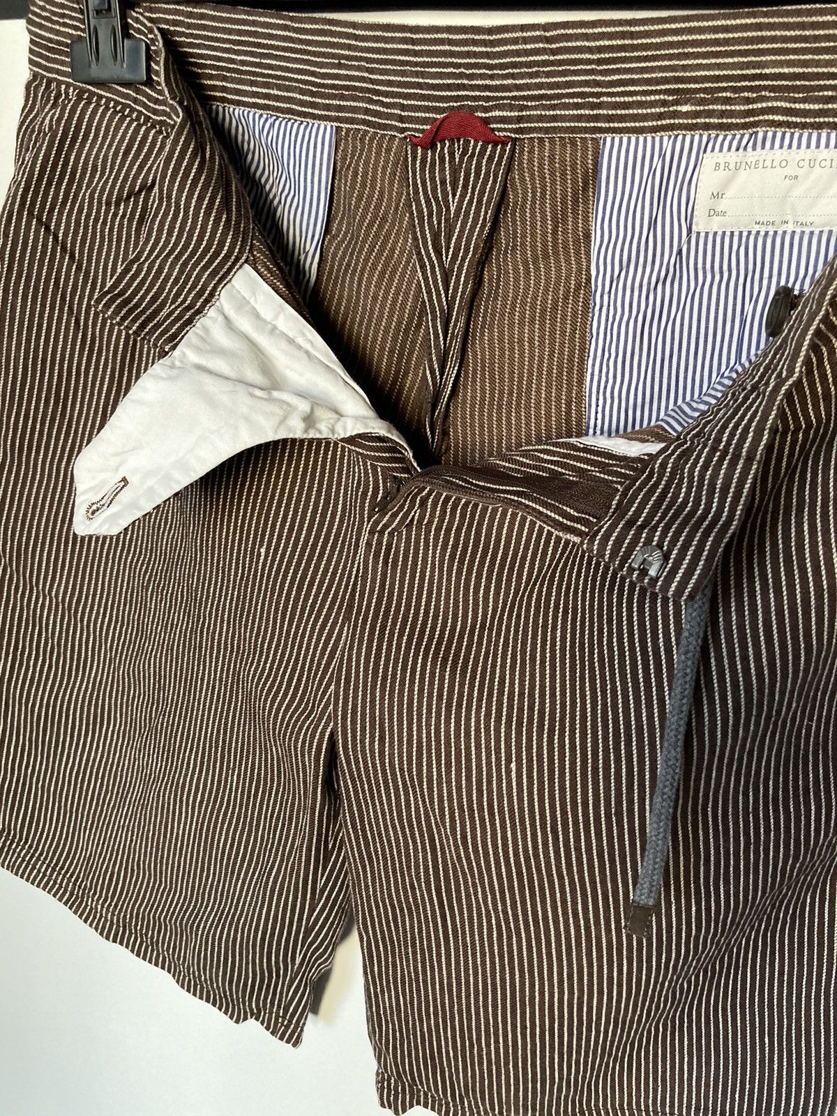 Brunello Cucinelli Brunello Cucinelli Brown Striped 100% Linen Shorts Size US 34 / EU 50 - 4 Thumbnail