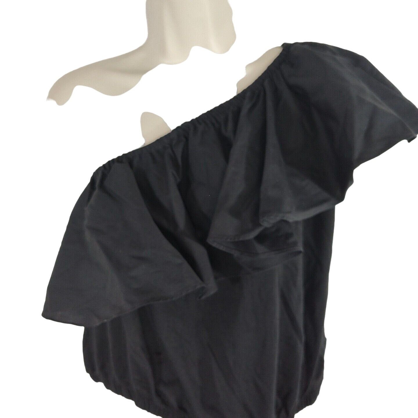 Other A New Day Black One Shoulder Crop Top Women Size XS Ruffle Size XS / US 0-2 / IT 36-38 - 2 Thumbnail