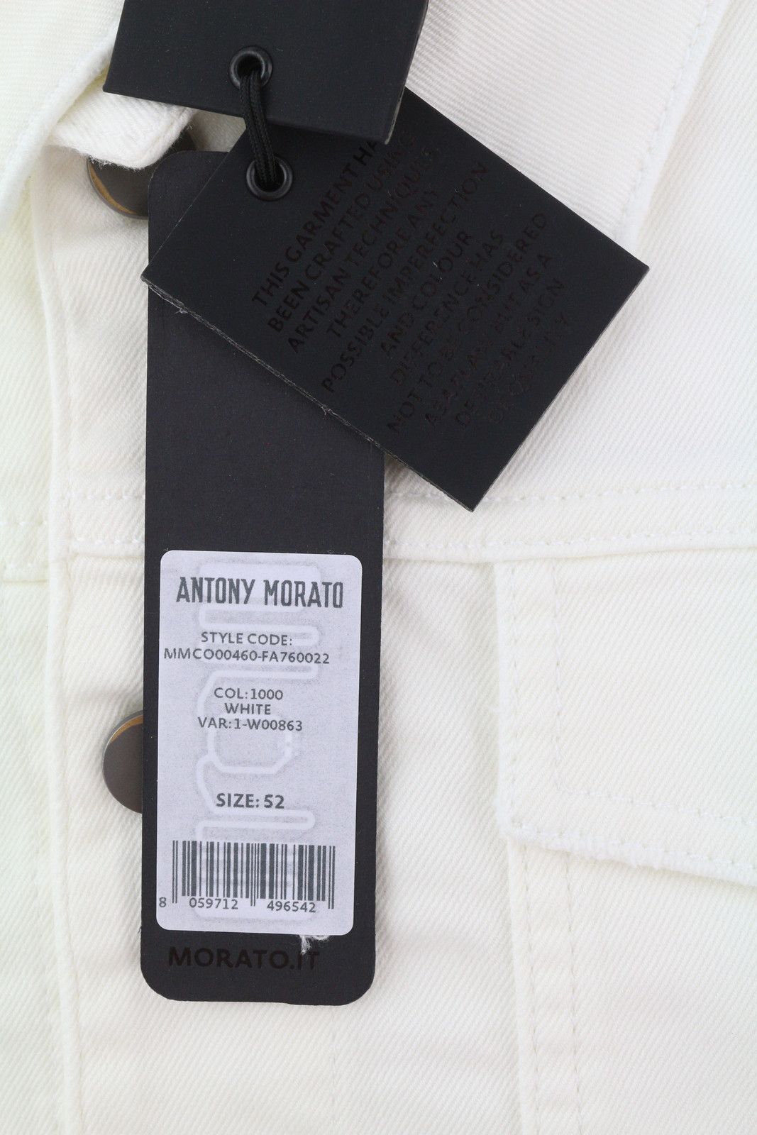 Antony Morato XL Denim White Trucker Button-Up Polo Unlined Jacket 85014 Size US XL / EU 56 / 4 - 8 Thumbnail