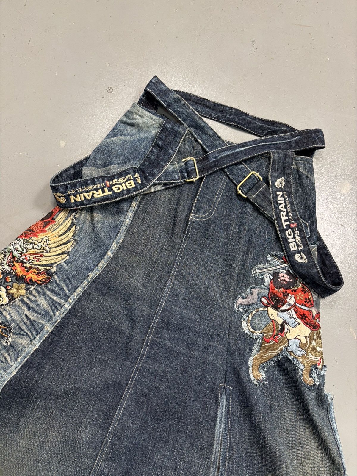 Japanese Brand Vintage Japanese embroidered reworked nomad denim skirt Size 28" / US 6 / IT 42 - 6 Thumbnail