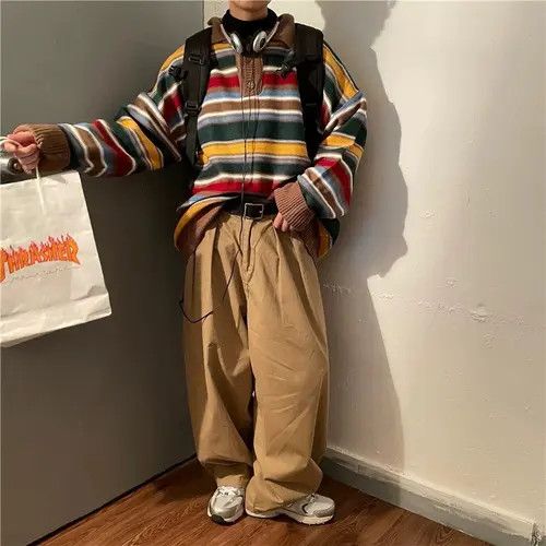Japanese Brand Rainbow striped turtleneck sweater Size US L / EU 52-54 / 3 - 4 Thumbnail