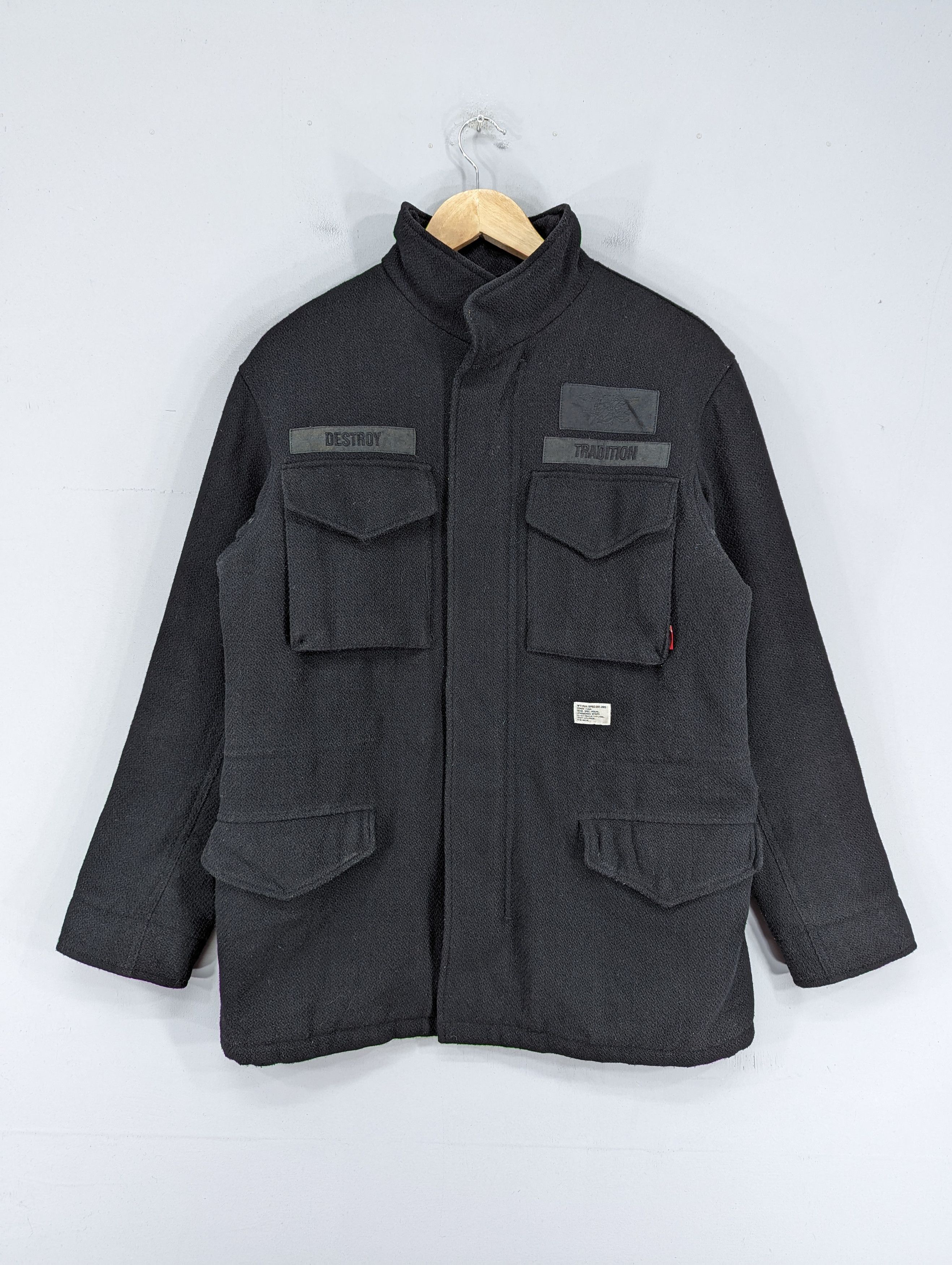 image of Wtaps M-65 Destroy Tradition Jacket in Black, Men's (Size Large)