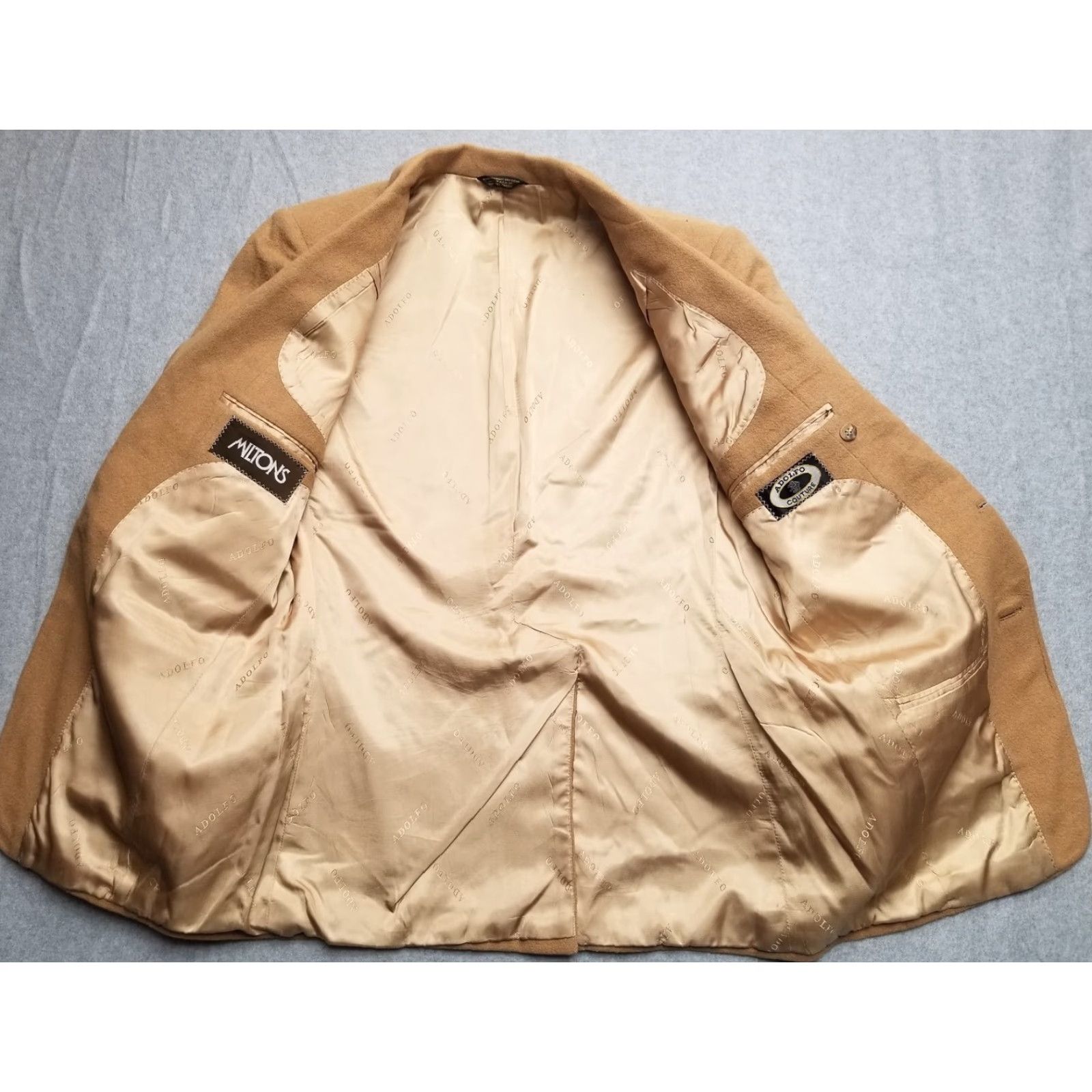 J.Crew VINTAGE Miltons Adolfo Couture Blazer Mens Medium Camel Hair Union Made USA Jacket Size 40R - 5 Thumbnail