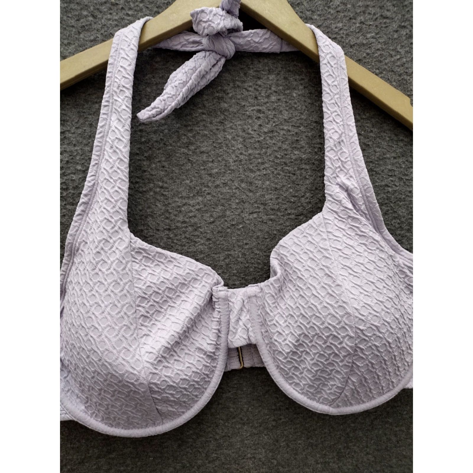 Vintage Time and Tru Textured Underwire Halter Swimsuit Top 1X Purple Womens Size 16W-18W Adjustable Strap Size XL / US 12-14 / IT 48-50 - 3 Thumbnail