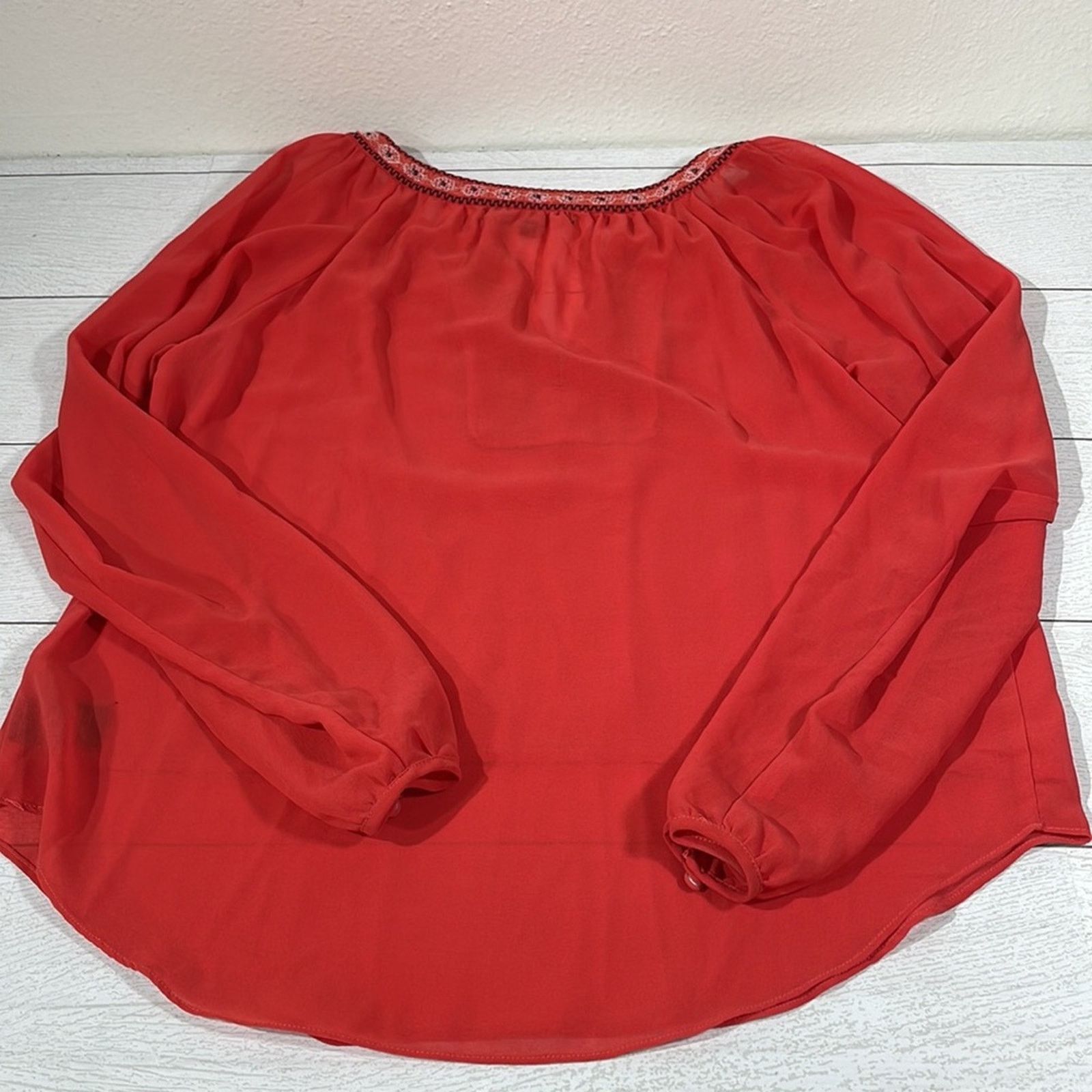 Other Sanctuary Burnt Orange Sheer Long Sleeve Shirt Size Medium Size M / US 6-8 / IT 42-44 - 15 Thumbnail
