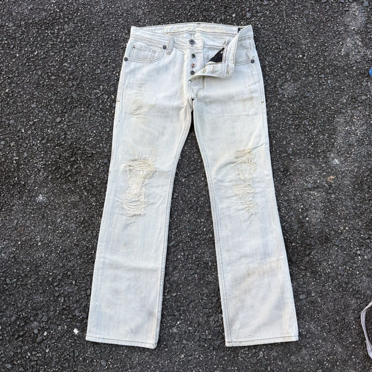 Cult Of Individuality VTG FLARE CULT OF INDUALITY WHITE YELLO JEAN DENIM PANTS Size US 33 - 1 Thumbnail