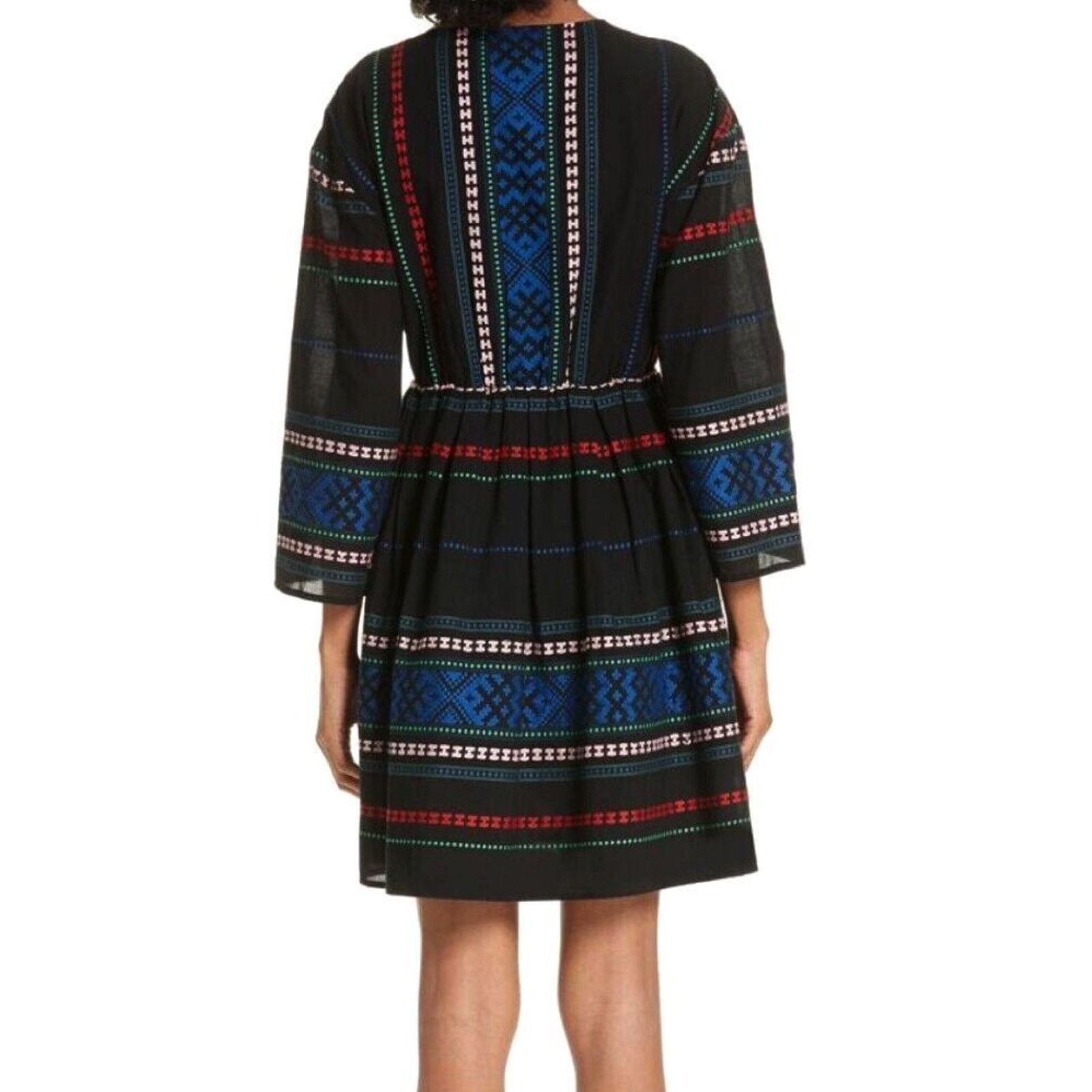 Joie B0 NWT JOIE Sada Black Cotton Embroidered Mini Dress M $268 Size M / US 6-8 / IT 42-44 - 4 Thumbnail