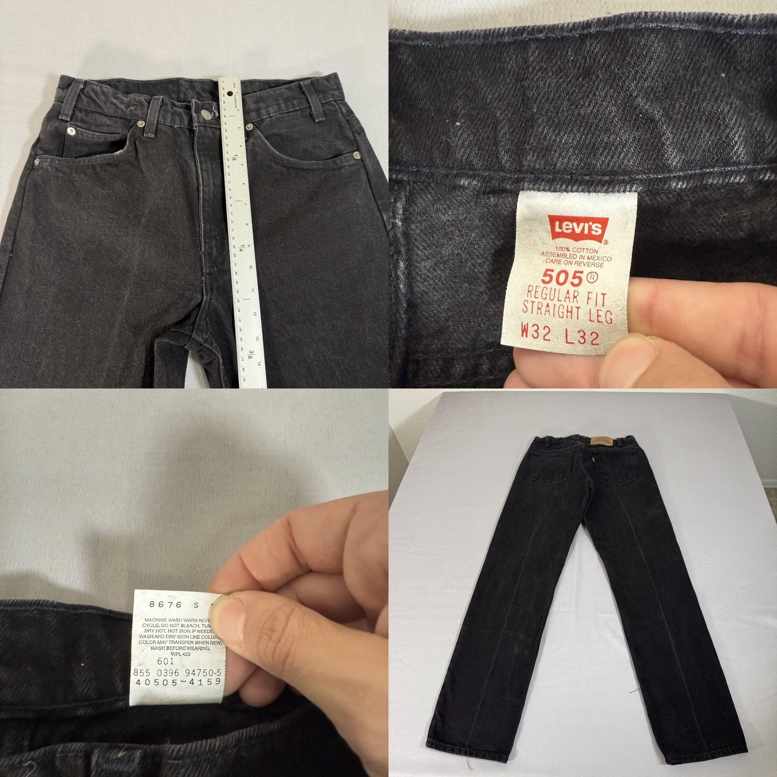 Levi's VINTAGE Levi's 505 Jeans Mens 32x32 Black Charcoal Wash Straight Leg Denim 90s Size US 32 / EU 48 - 8 Thumbnail