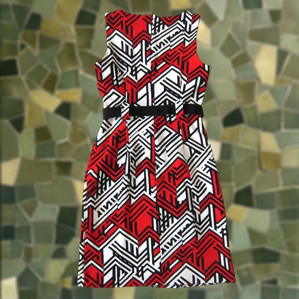 Vintage VINTAGE ILE New York Red White Black White Stretch Sleeveless Belted Sheath Dress Size 6 Size M / US 6-8 / IT 42-44 - 1 Thumbnail