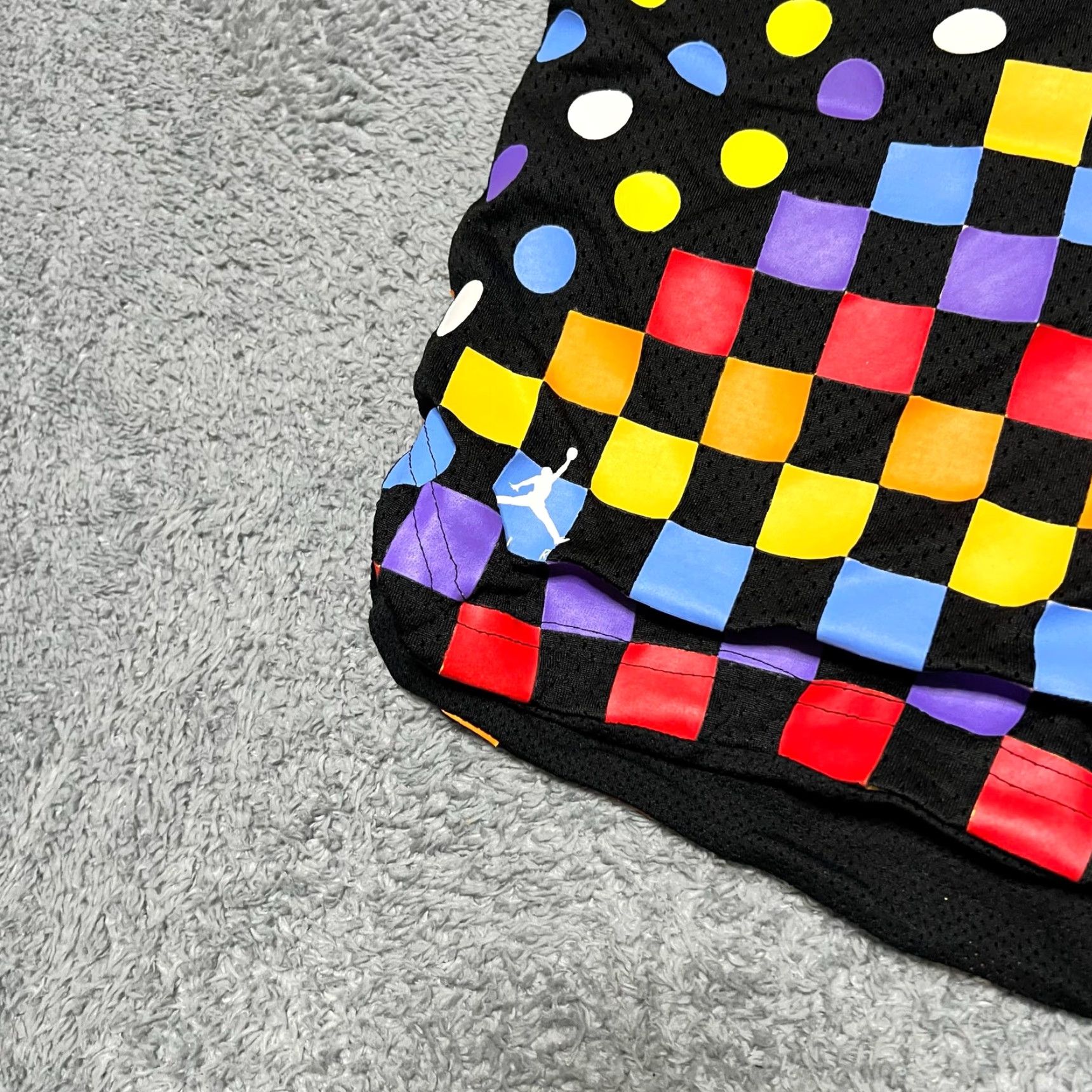 Jordan Brand Nike Air Jordan Shorts Mens Medium Retro 3 Rainbow AOP Checkerboard Gym Size US 31 - 2 Thumbnail