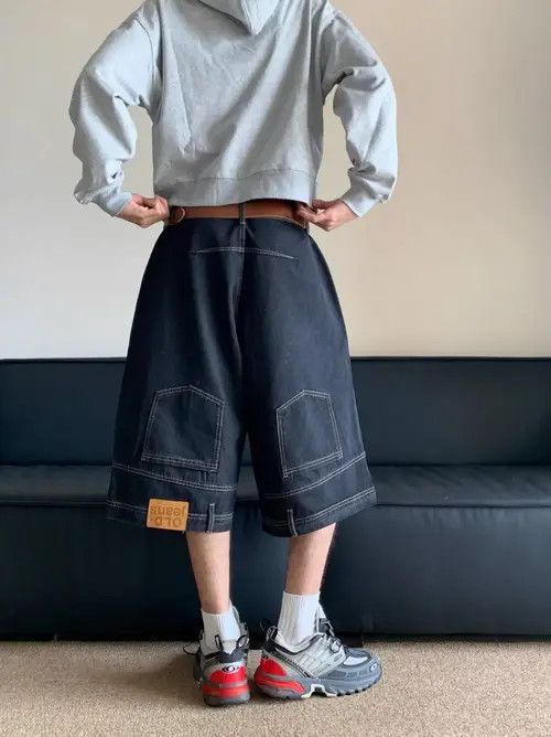 VIBE Inverted Denim Jorts Vintage Style Baggy Hip Hop Party Size US 32 / EU 48 - 1 Thumbnail
