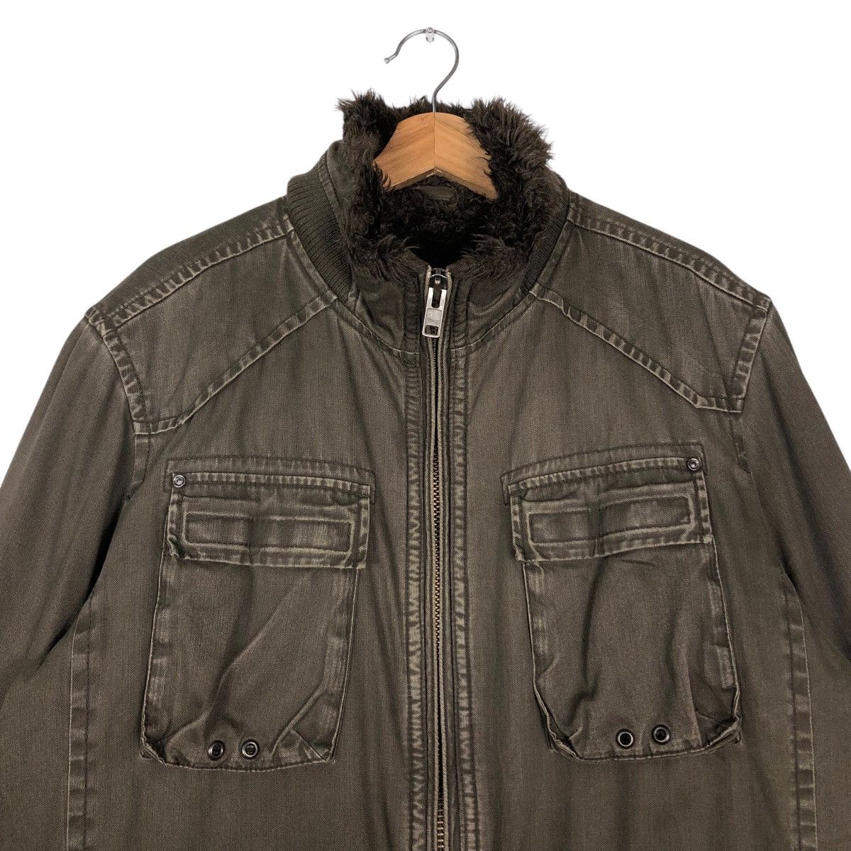 Japanese Brand 🔥Vintage Biker Jacket Military Design Cargo Chore Chevignon Size US L / EU 52-54 / 3 - 3 Thumbnail
