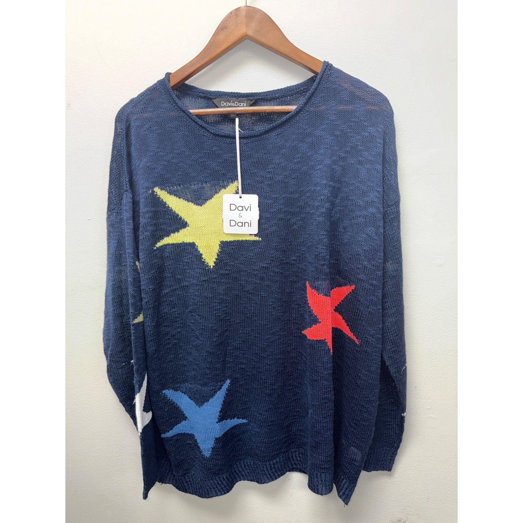 Other Star-Patterned Navy Sheer Knit Sweater - Women's Layering Bo Size XL / US 12-14 / IT 48-50 - 2 Thumbnail