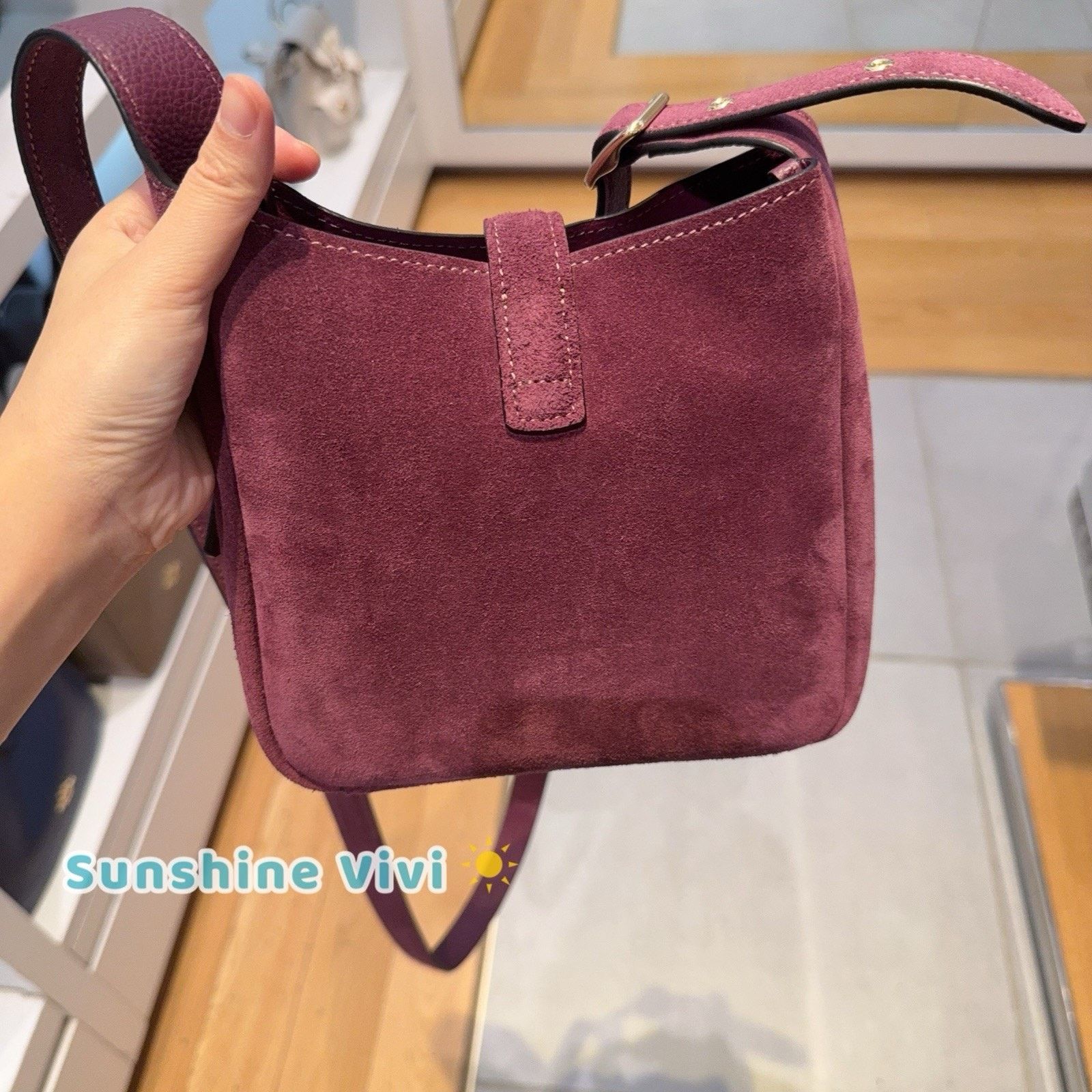 Coach NWT Coach Hadley Mini Bag Suede Maroon Purple CDB00 Size ONE SIZE - 7 Thumbnail