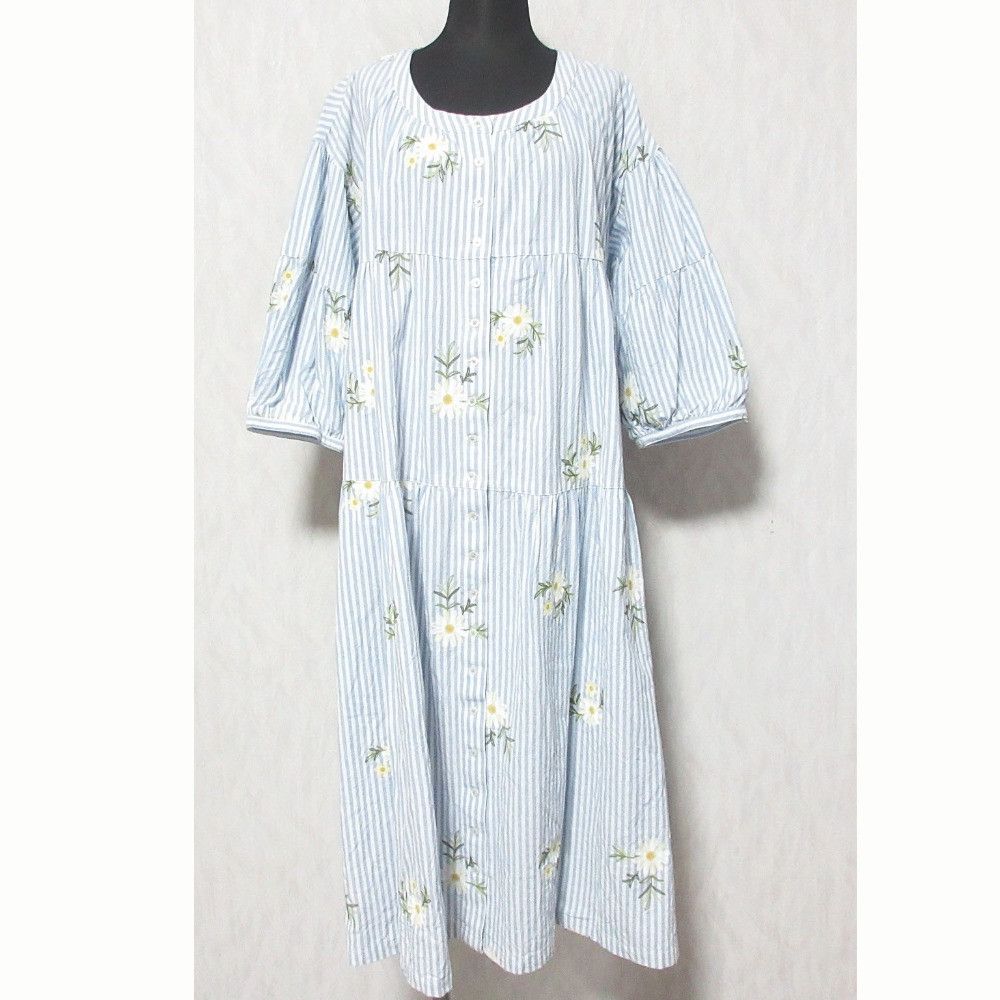 Other Other PINK HOUSE Stripe Collarless Shirt Dress Textile Dresses A2123FA011 DUTY FREE for USA Size ONE SIZE - 1 Thumbnail