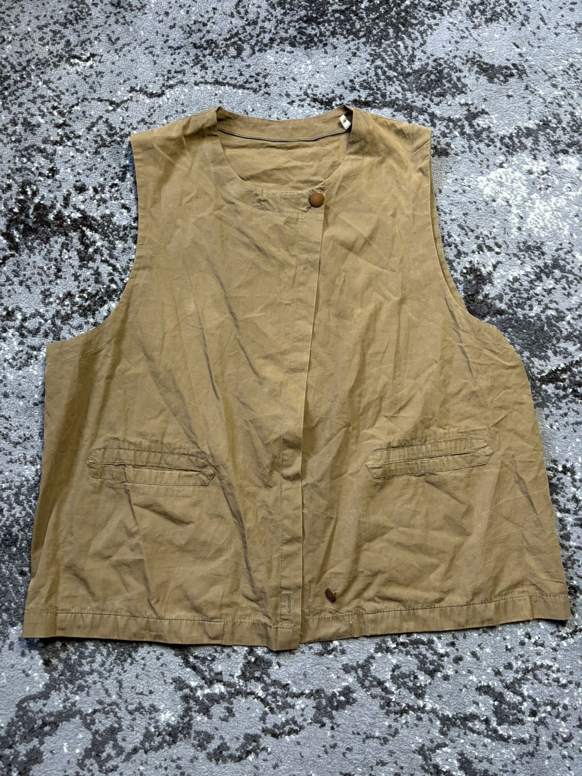 Japanese Brand × Vintage Vintage Y2K camel cotton vest Size L / US 10 / IT 46 - 1 Thumbnail