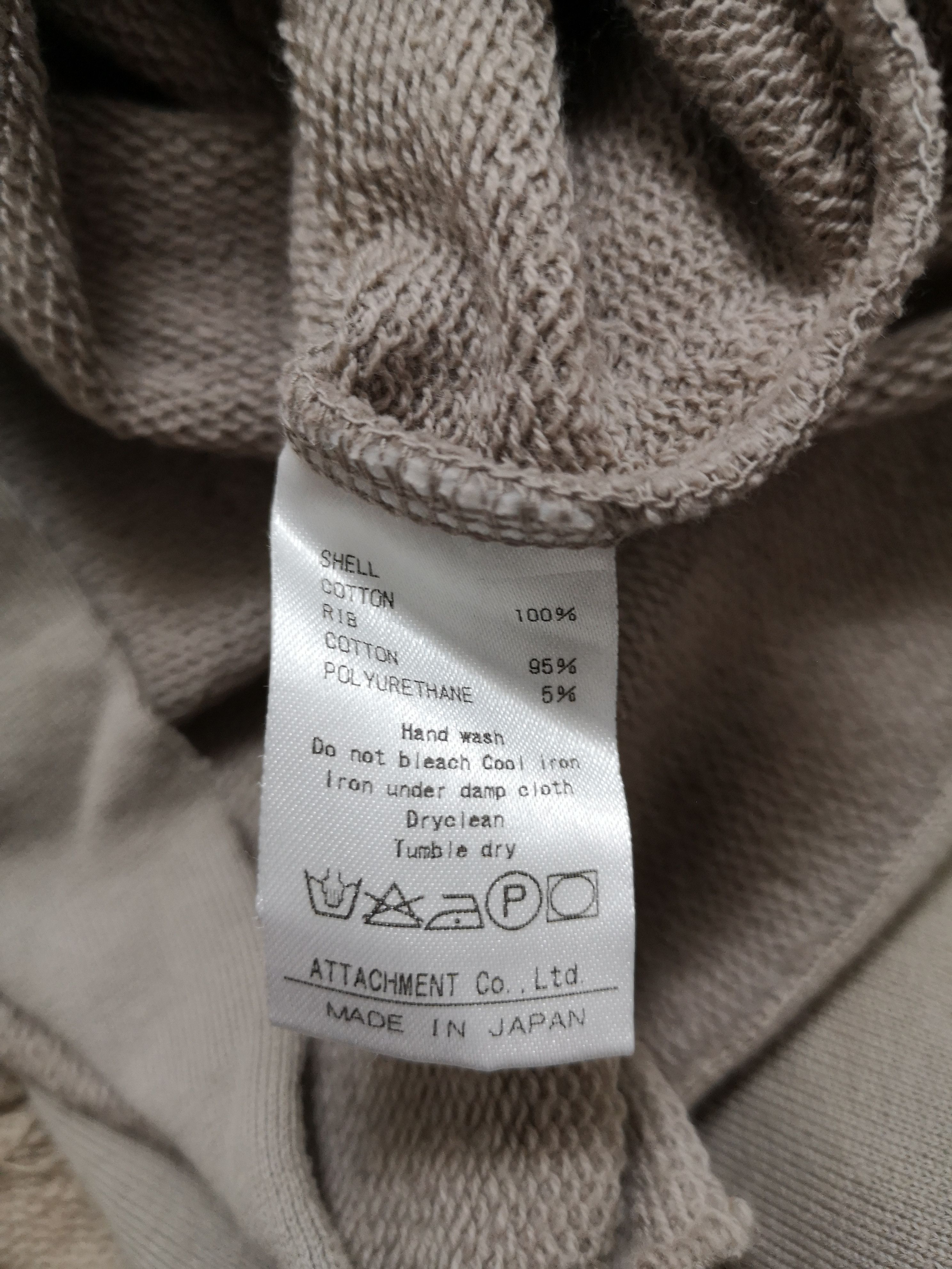 Attachment × Japanese Brand Dusty Sand Cotton Loop Back Swestshirt Hooded Sleeves Scarf Size ONE SIZE - 3 Thumbnail