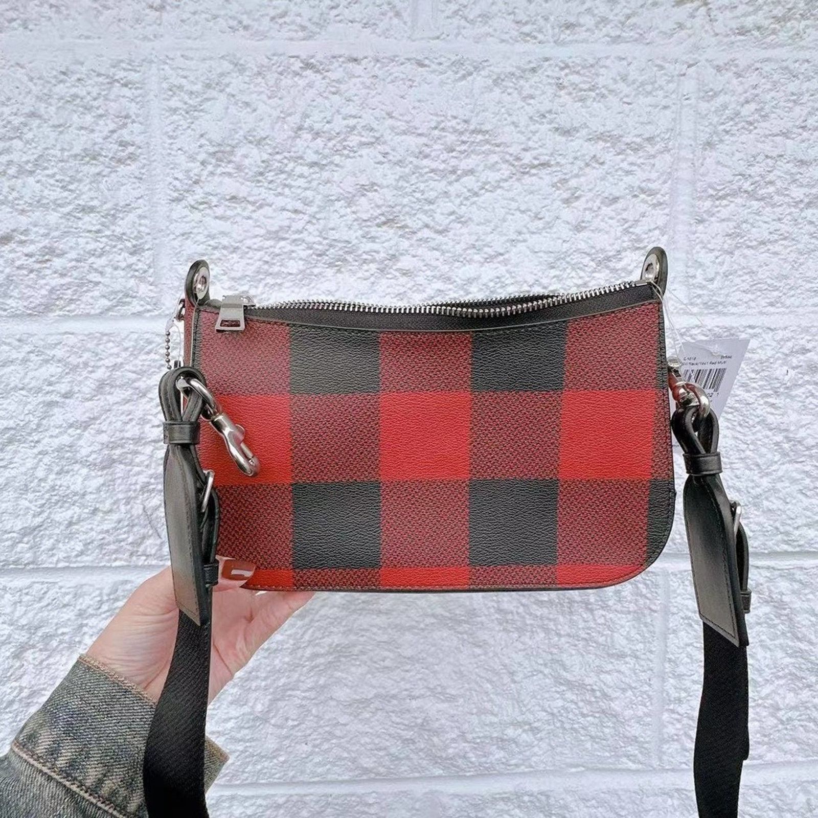 Coach COACH C6818 Jes Baguette With Buffalo Plaid Print Black red Size ONE SIZE - 7 Thumbnail