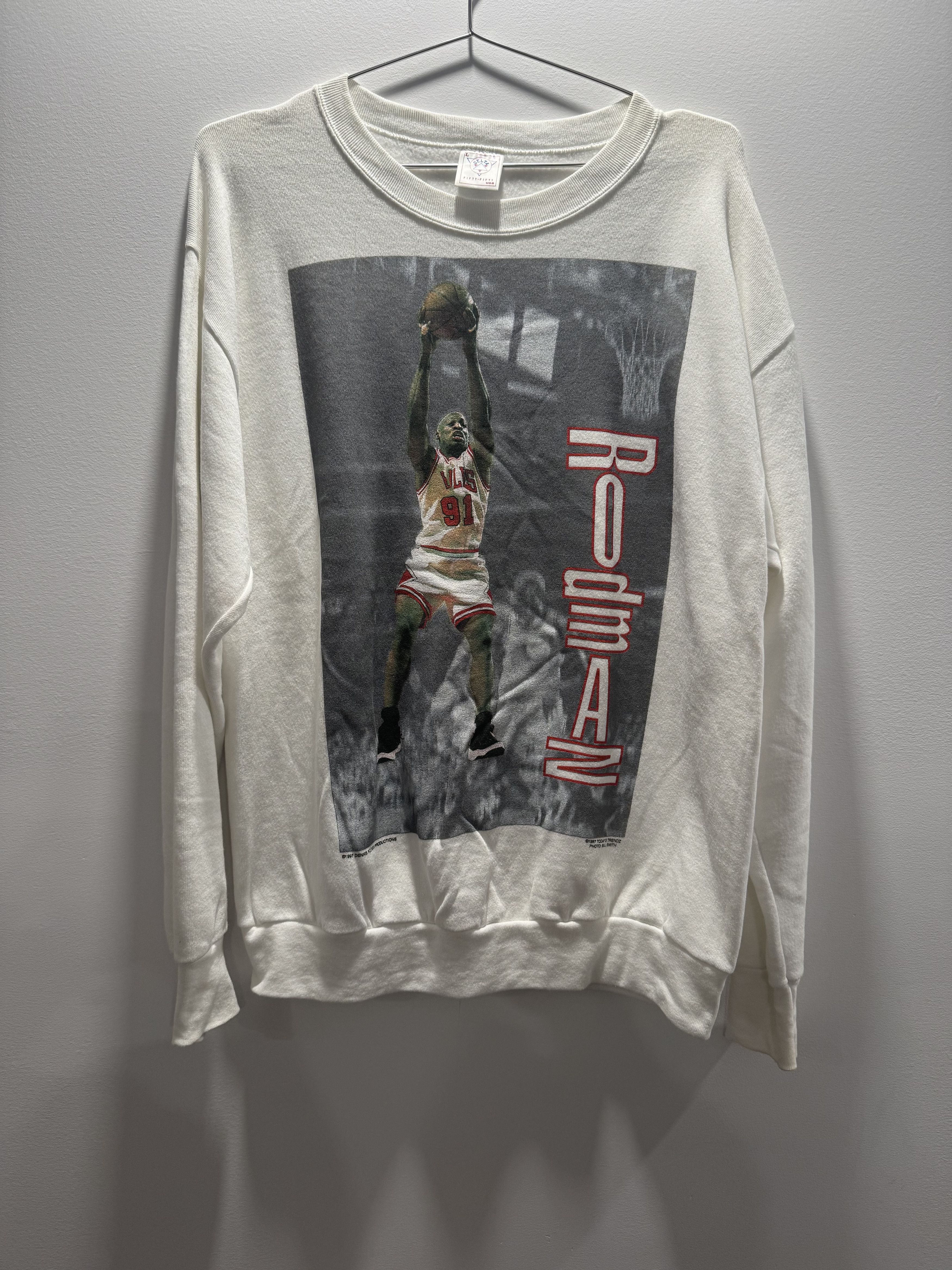 Vintage Vintage Dennis Rodman Sweatshirt Chicago NBA Stats Crewneck Size US XL / EU 56 / 4 - 1 Thumbnail