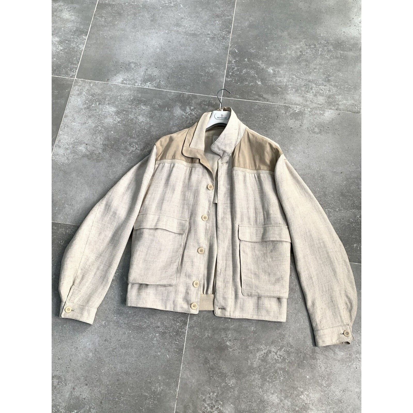 Gimo's × Vintage Men's GIMO'S SUEDE LINEN Bomber Jacket Coat EU 56 UK 46 XL Size US XXL / EU 58 / 5 - 18 Thumbnail