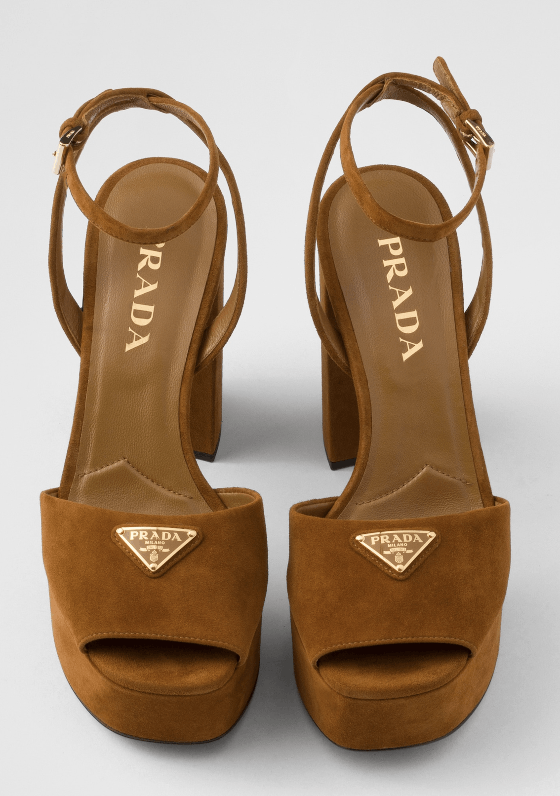 Prada Prada 115 Cognac Suede Platform Sandal Block Heel Pump 38.5 Size US 8.5 / IT 38.5 - 11 Thumbnail