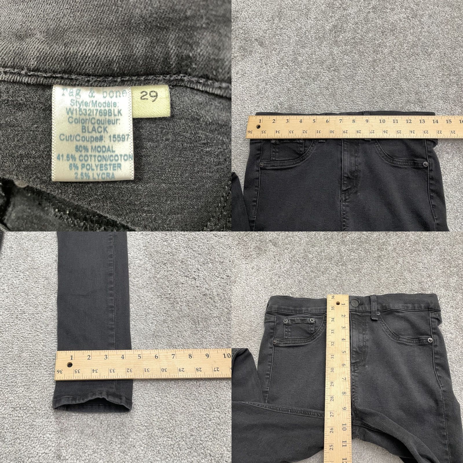 Rag & Bone VINTAGE Rag & Bone Women's Skinny Jeans 28x30 Tall Black Mid Rise Stretch Denim 2010s Streetwear Size 29" - 8 Thumbnail