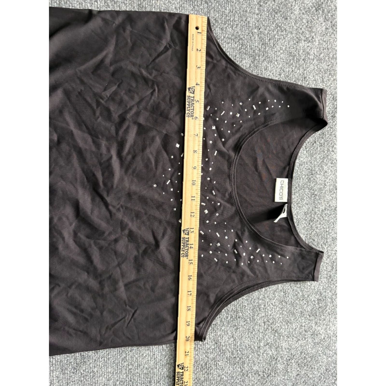 Vintage CHICOS Blouse Womens Size 3 Black Studs Sleeveless Nylon Spandex Size XS / US 0-2 / IT 36-38 - 3 Thumbnail