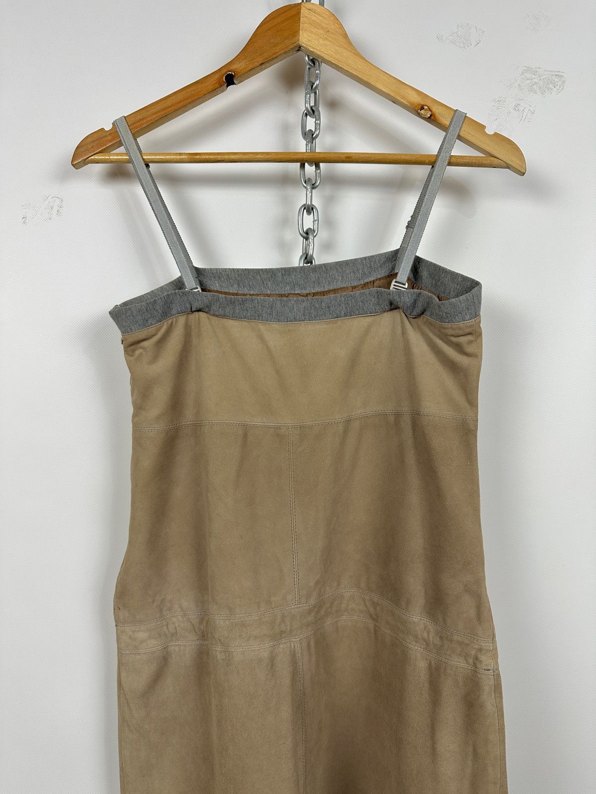 Brunello Cucinelli Vintage Brunello Cucinelli Suede Leather Strappy Midi Dress Size M / US 6-8 / IT 42-44 - 14 Thumbnail