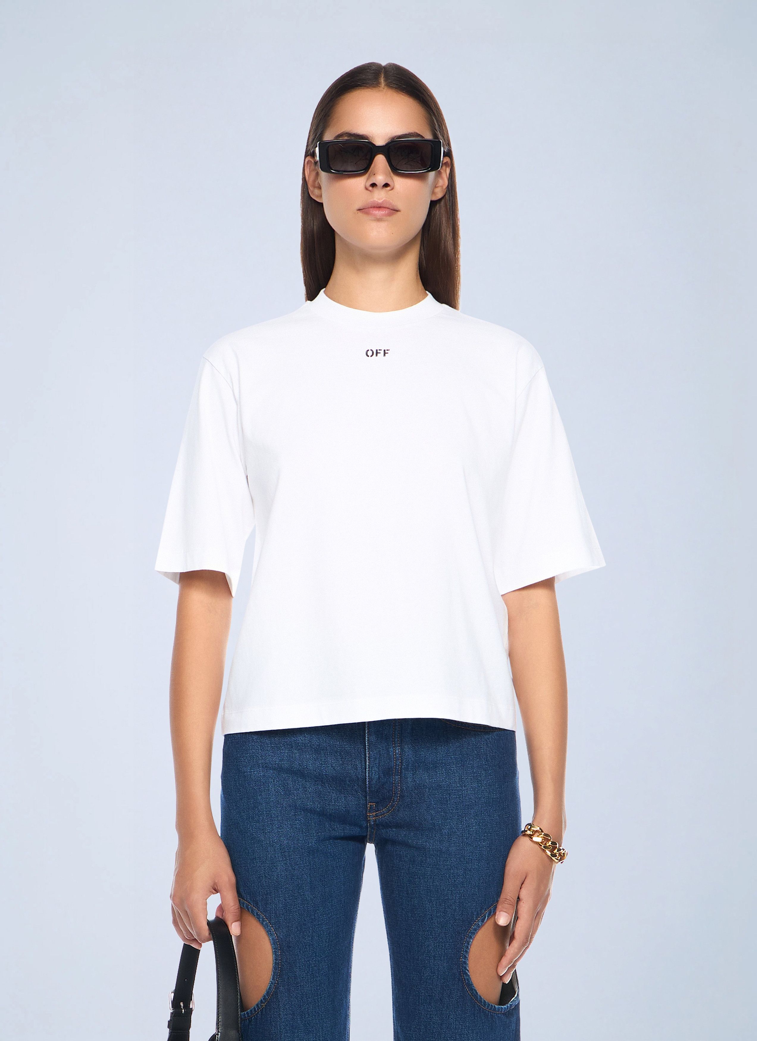 Embroidered Flowers Boxy Logo T-Shirt
