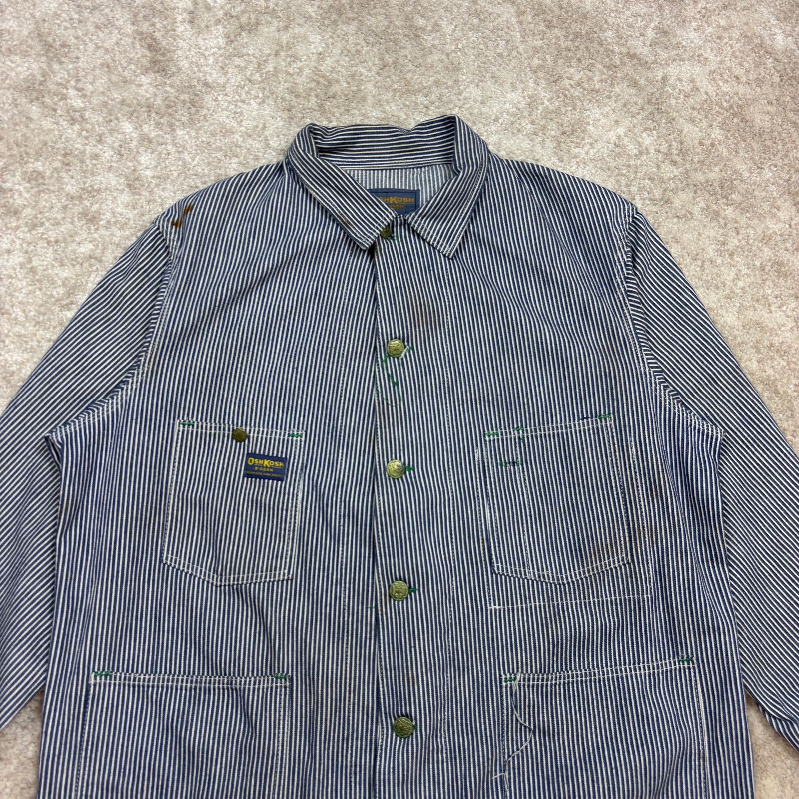 Oshkosh × Vintage Vintage 80s Osh Kosh B'gosh Hickory Stripe Jacket Men's 48 Size US XL / EU 56 / 4 - 2 Thumbnail