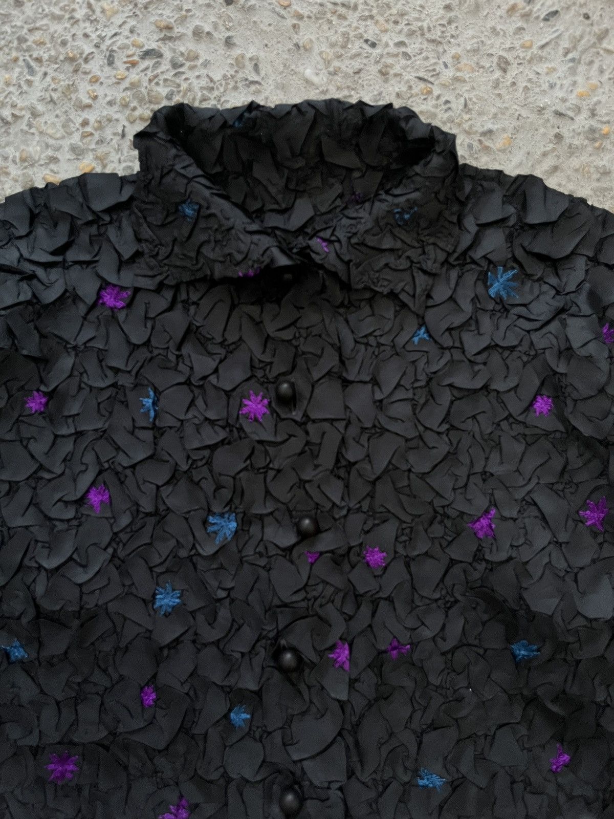 Issey Miyake Crinkled Pleated Cropped Polo Size S / US 4 / IT 40 - 6 Thumbnail