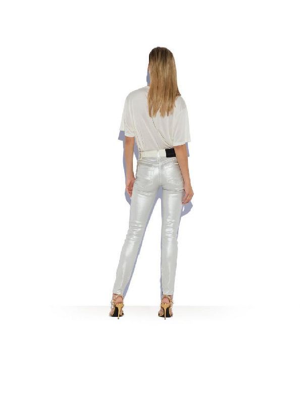 Tom Ford o1w1db10225 PAD084 Metallic Effect Denim Pant in Silver Size 25" / US 0 / IT 36 - 3 Thumbnail