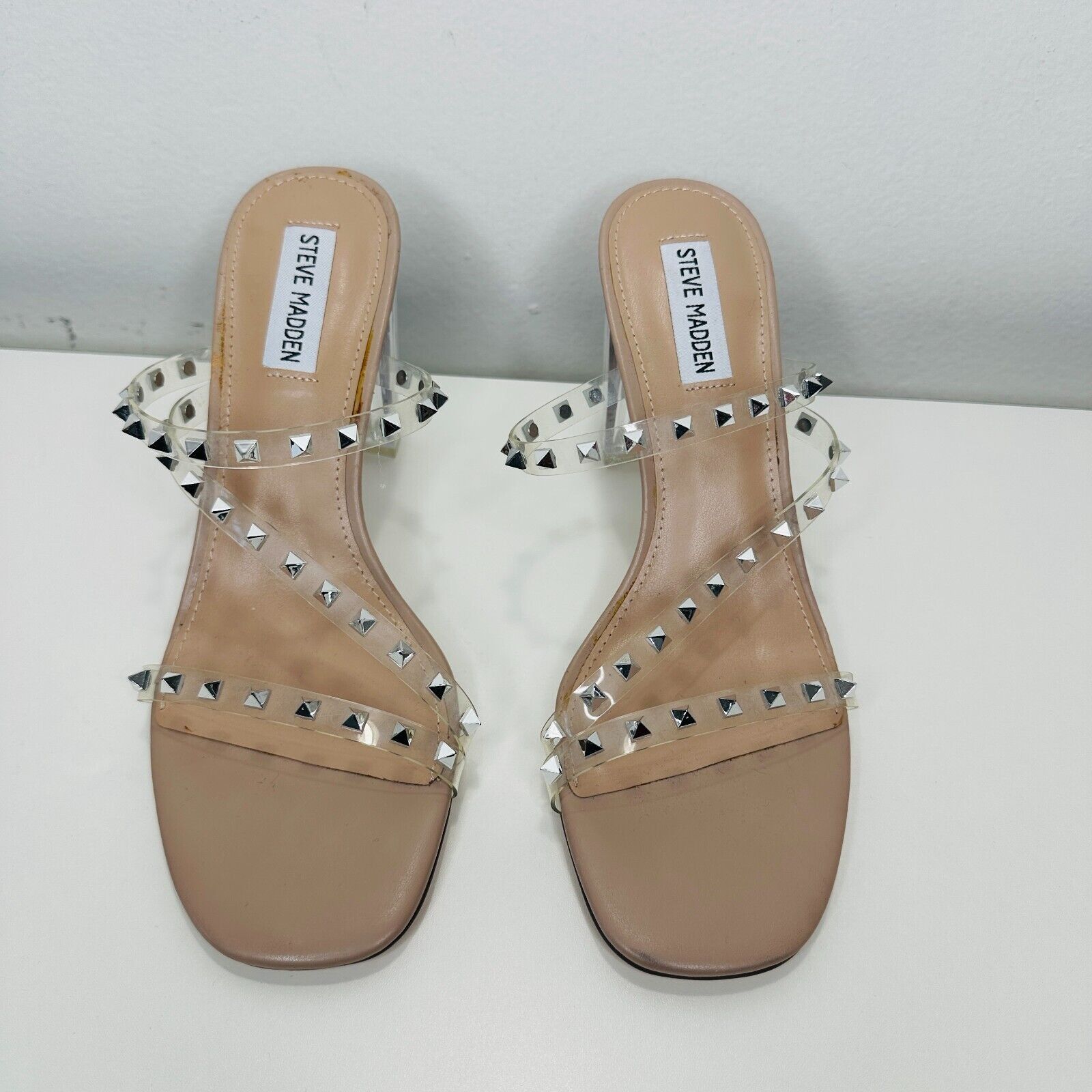 Steve Madden Steve Madden Lucite Cone Heel Clear Silver Stud Sandal 9 Size US 9 / IT 39 - 2 Thumbnail