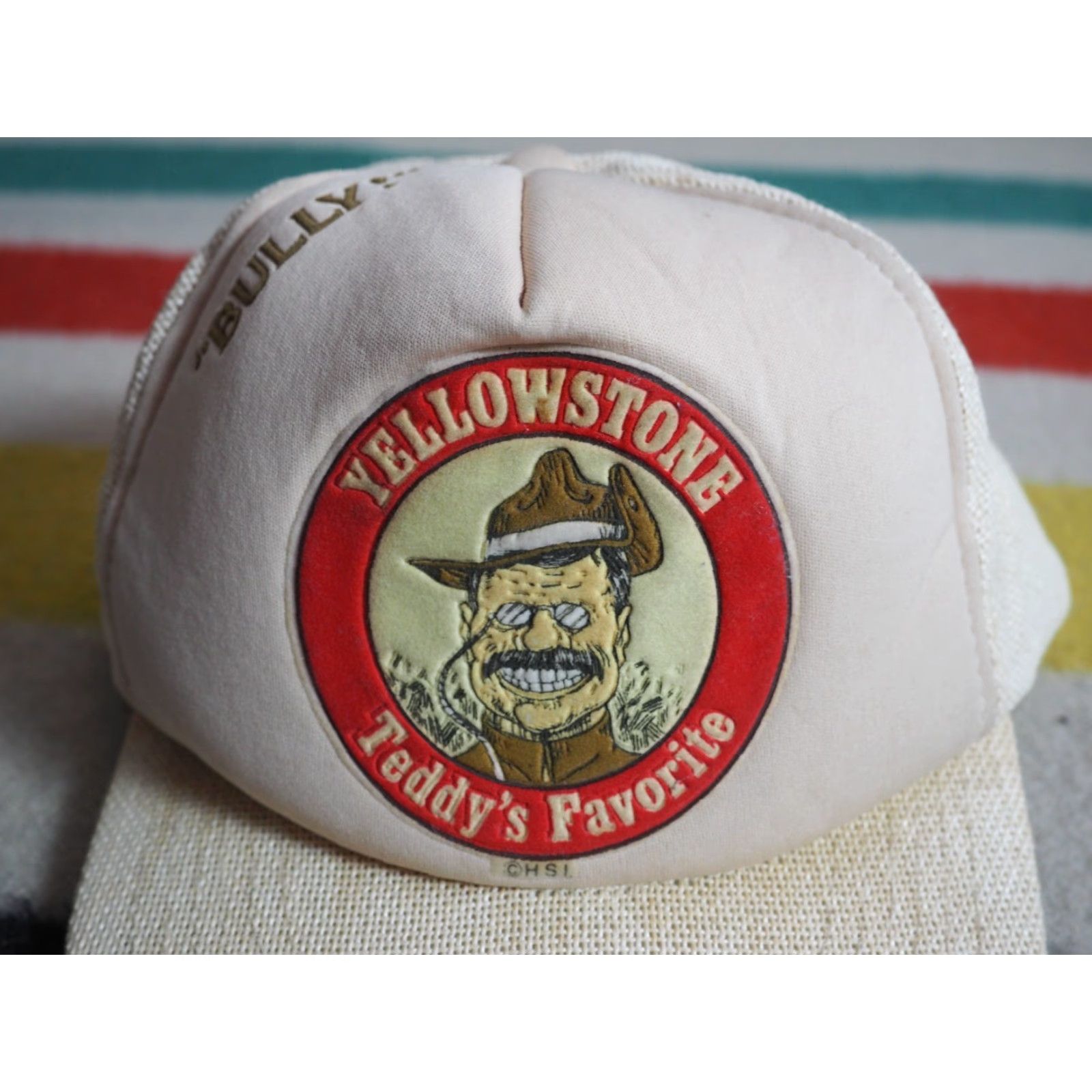 Vintage VINTAGE 80s 90s Yellowstone National Park Teddy Roosevelt Tan Snapback Trucker Hat Boys Mens Adjustable Beige Polyester Hat 90s 80s Theme Size US M / EU 48-50 / 2 - 3 Thumbnail