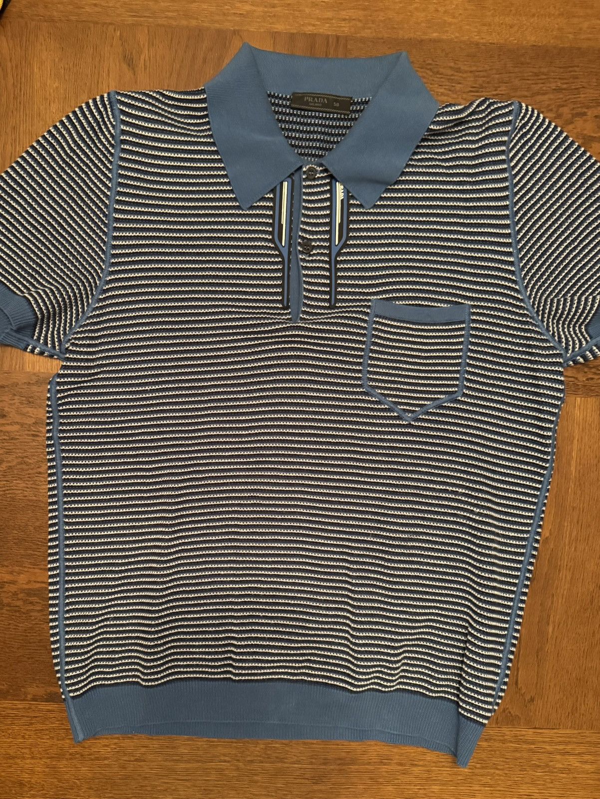 Prada Prada Blue/White/Black Knit Polo Size US M / EU 48-50 / 2 - 1 Thumbnail