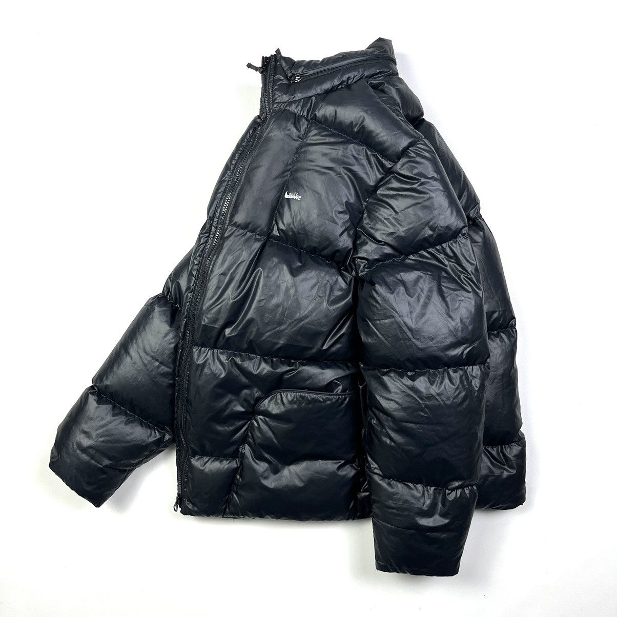 image of Nike Y2K Vintage Streetwear Puffer Jacket Black, Men's (Size Small)