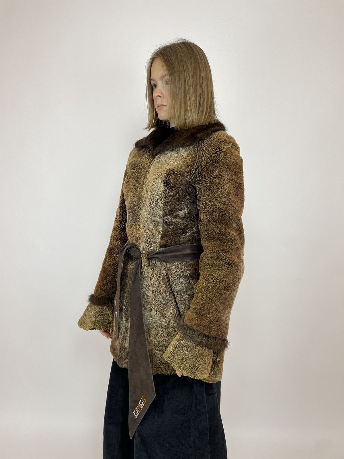 Other Women's belted Fur coat DONETI old money avant garde size S Size S / US 4 / IT 40 - 5 Thumbnail
