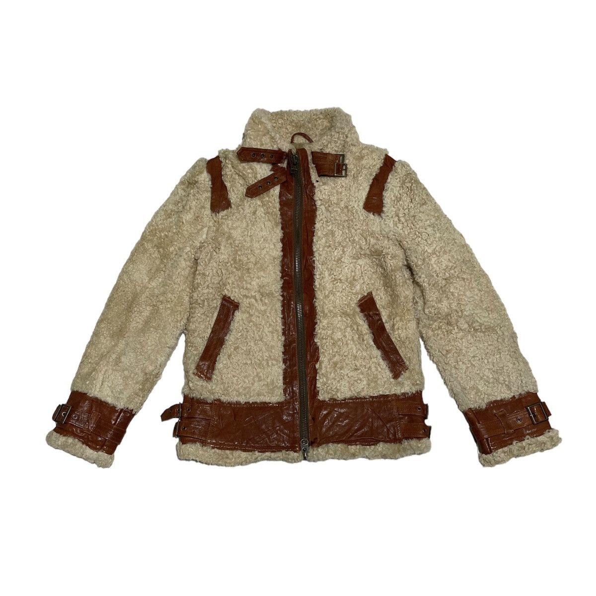 Tornado Mart Shearling Fur Mix Leather Jacket