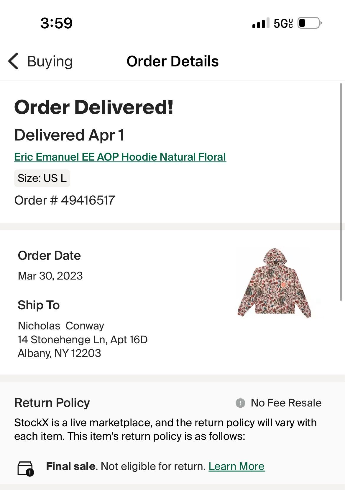 Eric Emanuel Eric Emanuel EE all over print floral white hoodie large Size US L / EU 52-54 / 3 - 2 Thumbnail