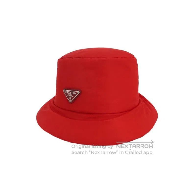 Prada Prada Red Logo Bucket Hat for Stylish Protection. Size ONE SIZE - 1 Thumbnail