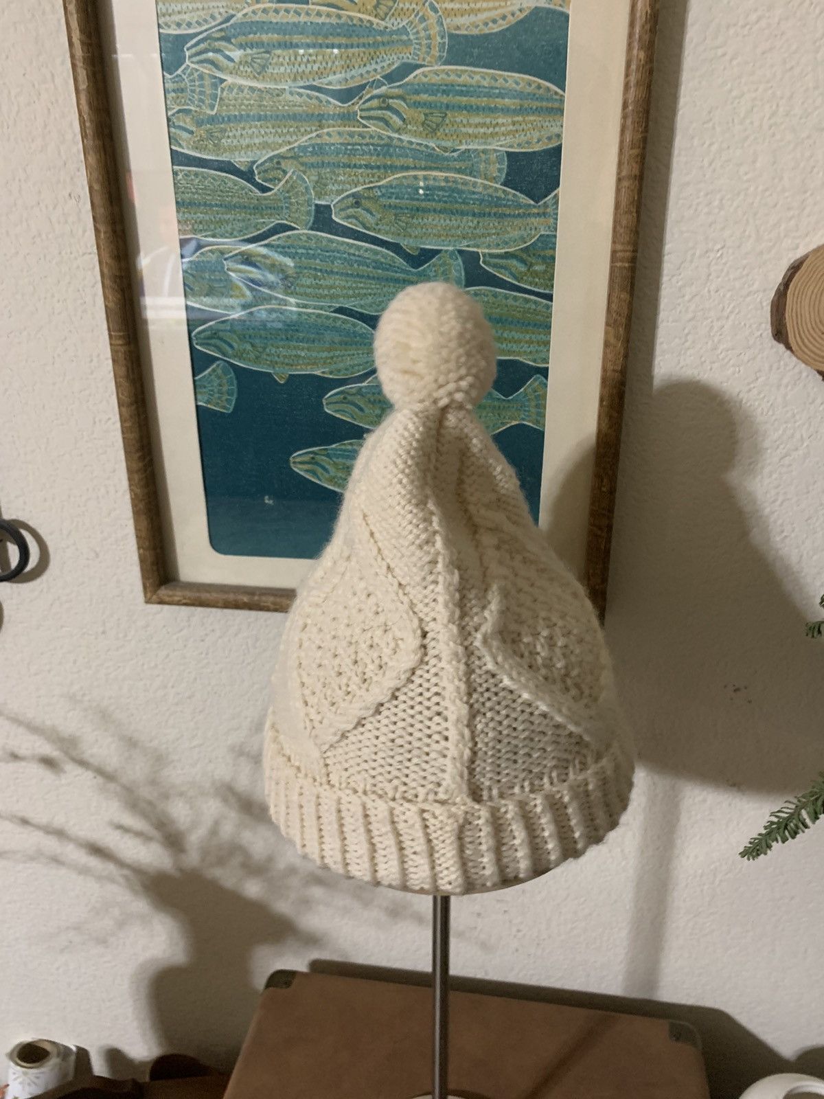Aran Isles Knitwear × Carraig Donn × Vintage Wool Handknit in Ireland Beanie w/ Pom Pom Size ONE SIZE - 4 Thumbnail