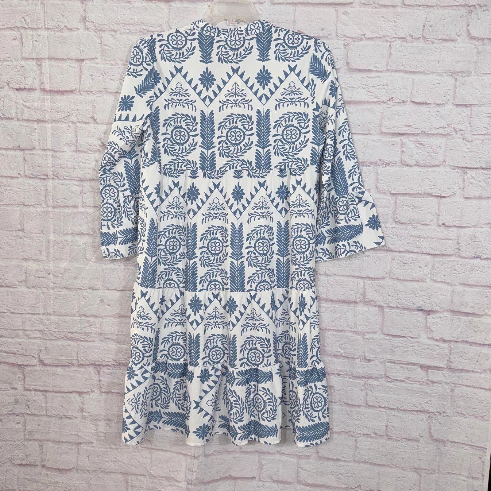 Other Blue and White Patterned Long Sleeve Dress Medium NWT Size M / US 6-8 / IT 42-44 - 7 Thumbnail