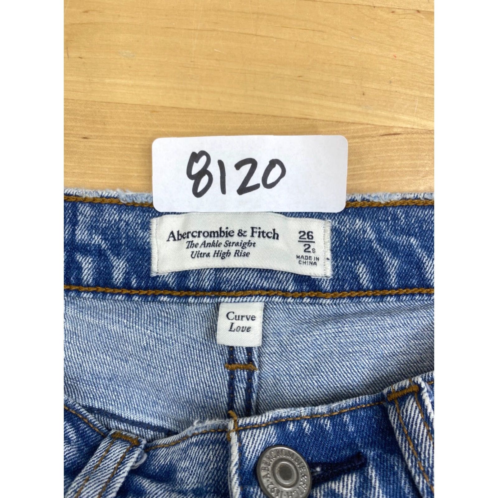 Abercrombie & Fitch Abercrombie & Fitch Curve Love Jeans The Ankle Straight Ultra High Rise 26 Blue Denim Women Jeans 26 Regular High Rise Straight Love Size 26" / US 2 / IT 38 - 4 Thumbnail