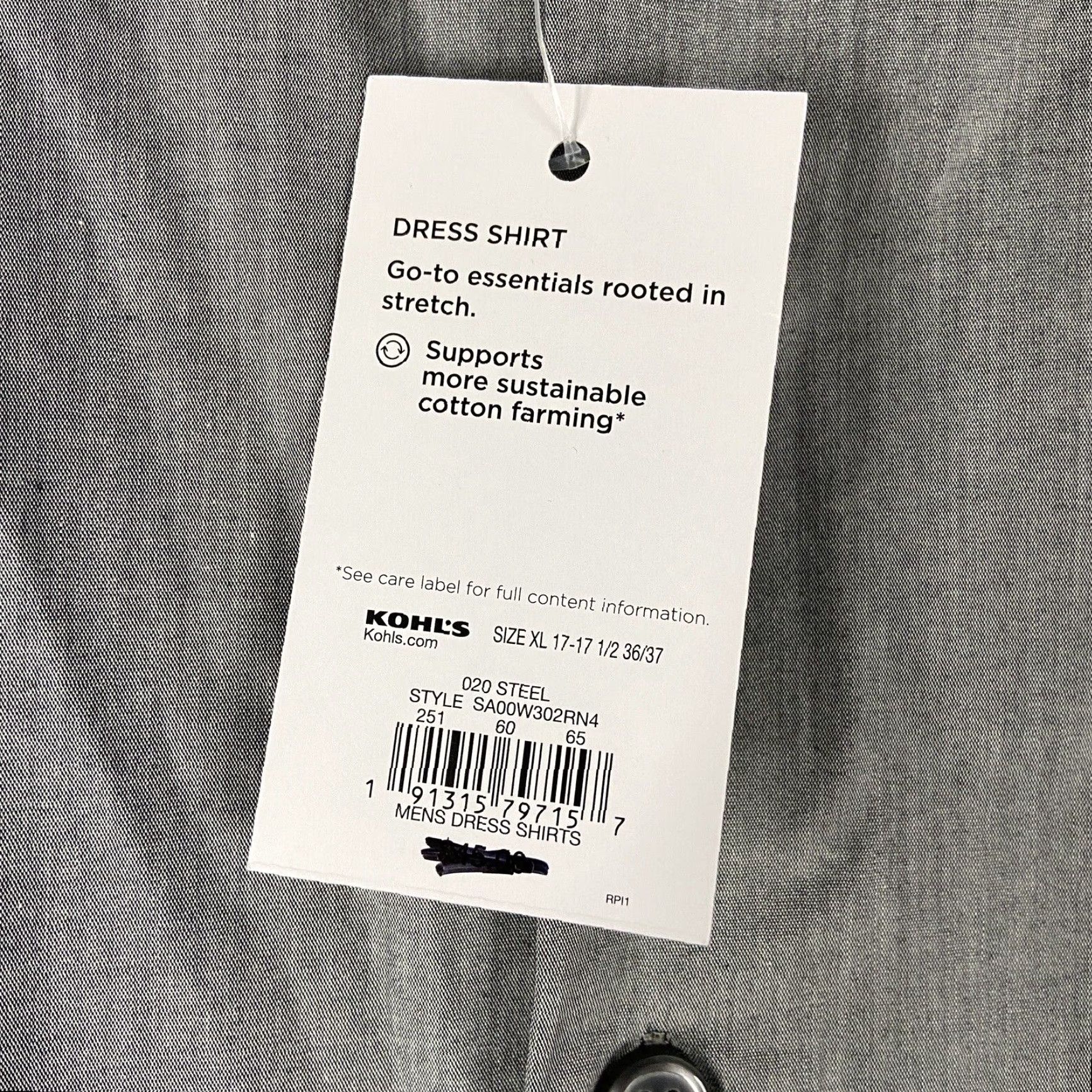 Apt. 9 Apt. 9 Dress Shirt Long Sleeve Regular Fit Mens XL Gray Size 46R - 5 Thumbnail