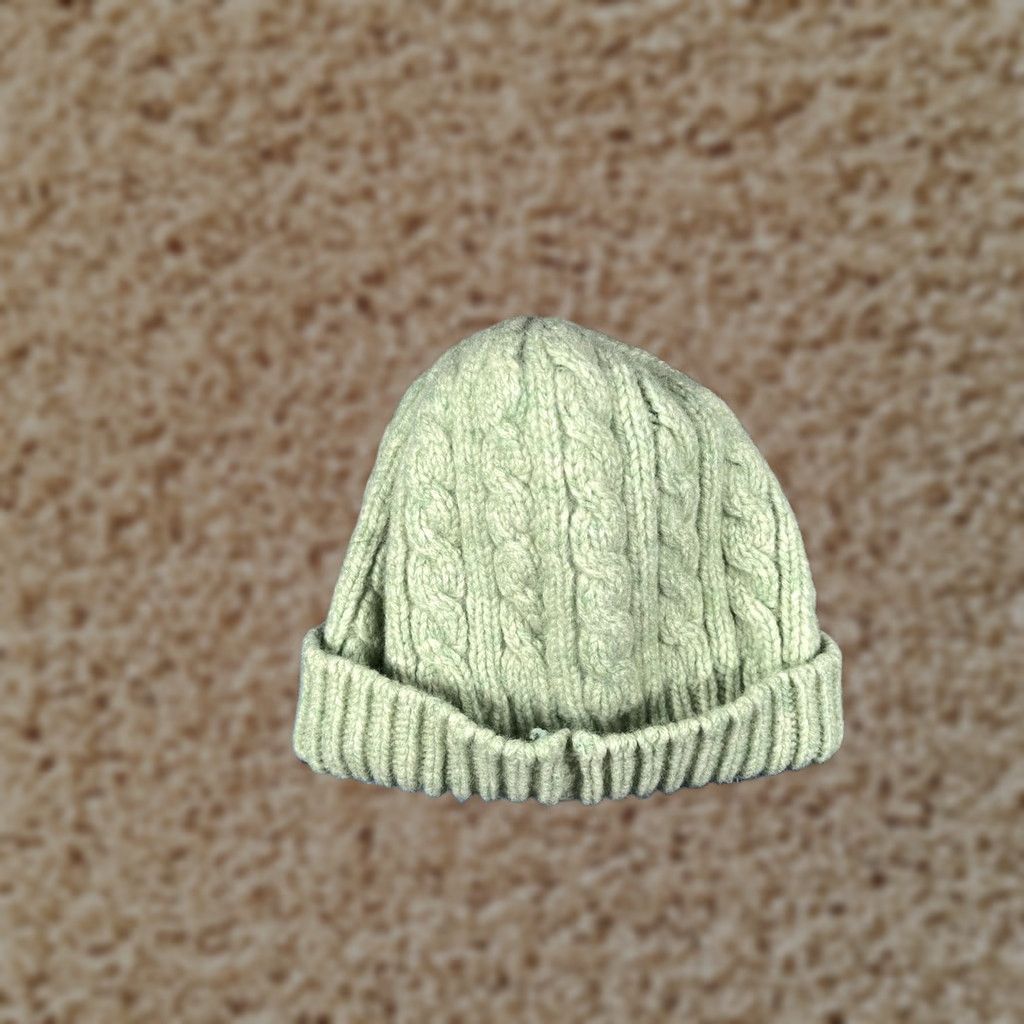 Gap VINTAGE Gap Hat Beanie Women Small Green Cable Knit Lambswool Stretch Winter Warm Size ONE SIZE - 1 Thumbnail