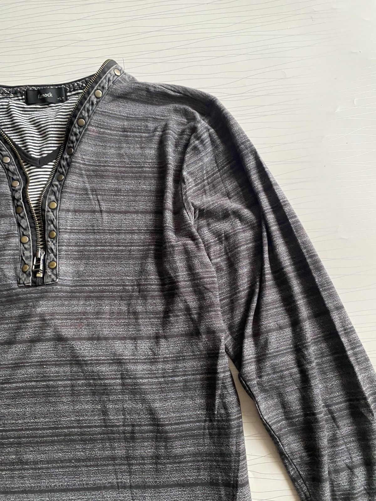 Raf Simons Japanese Famock Studed Zipper Double Layer Tee Size US L / EU 52-54 / 3 - 4 Thumbnail